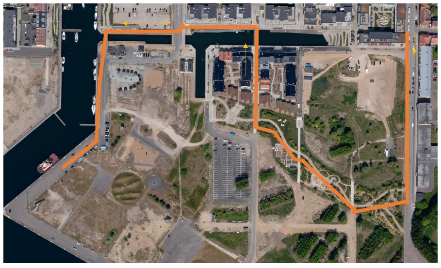 Rute med golfbilen gennem Kanalbyen